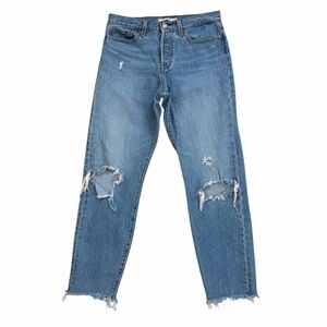 Levi’s Wedgie High Rise Distressed Button Fly Crop Jeans Size 28